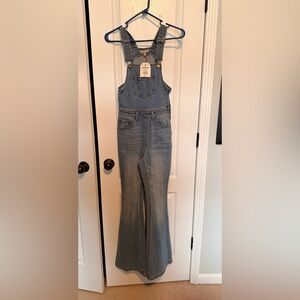 Wonder Denim Flare fitted overalls Sz XS NWT